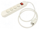 Extension lead | 3x1.5mm2 | 3m | PVC | white | Sockets no: 4 | 16A | PRO