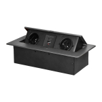 Uued tooted // Gniazdo meblowe wpuszczane w blat z płaskim frezowanym rantem i ładowarką USB, 2x2P+Z, 2xUSB (typ A+C; 3,6A), grafitowe