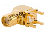 Connector: SMA | plug | female | coaxial | angled 90&deg; | 50&Omega; | THT | PTFE