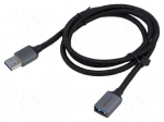 Cable | USB 3.0 | USB A socket,USB A plug | nickel plated | 1m | black