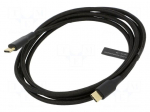 Cable | USB 2.0 | USB C plug,both sides | nickel plated | 1.5m | black