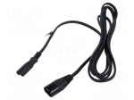 Cable | 2x0.75mm2 | IEC C7 female,IEC C8 male | PVC | 2m | black | 2.5A