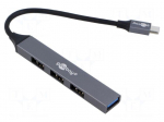 Hub USB | USB A socket x4,USB C plug | USB 2.0,USB 3.2 | PnP | grey