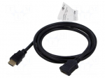 Cable | HDMI socket,HDMI plug | PVC | 1.5m | black | Core: Cu | black