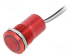 Switch: capacitive | Pos: 2 | SPST-NO | 0.01A/12VDC | IP68 | OFF-ON | red
