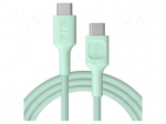 Cable | USB 2.0 | USB C plug,both sides | 2m | green | 480Mbps | textile
