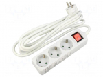 Extension lead | 3G1.5mm2 | 3m | PVC | white | Sockets no: 3 | 16A