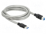 Cable | USB A plug,USB B plug | 2m | silver | 24AWG,28AWG | 5Gbps