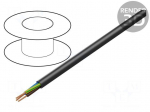 Wire | 3x16AWG | unshielded | 300V | 76m | Cu | stranded | black | 250ft