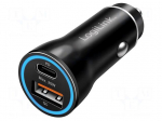 USB power supply | USB A,USB C socket | Sup.volt: 12&divide;24VDC | 20W