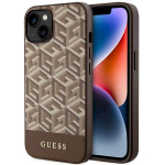 Guess GUHMP14MHGCFSEW GCube Stripes MagSafe Hardcase for iPhone 14 Plus / 15 Plus 6.7" / brown