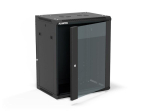 Szafa wisząca 19" 15U 600x450, (opcja dwusekcyjna) drzwi szklane jednoskrzydłowe, tył osłona pełna demontowalna, osłony boczne pełne demontowalne zamykane na klucz, 4 belki, kolor czarny, do samodzielnego montażu - Flat Pack, ALANTEC