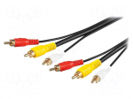 Cable | RCA plug x3,both sides | 5m | Plating: gold-plated
