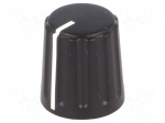 Knob | conical,with pointer | ABS | &Oslash;shaft: 6mm | &Oslash;15.5x17.1mm | black
