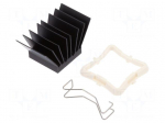 Heatsink: extruded | grilled | BGA | black | L: 21mm | W: 21mm | H: 19.5mm