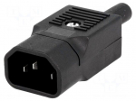 Connector: AC supply | plug | male | 10A | 250VAC | IEC 60320 | C14 (E)