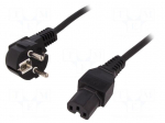 Cable | CEE 7/7 (E/F) plug,IEC C15 female | 1.8m | black | 2.5A | 250V