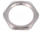Nut | M20 | stainless steel | Thk: 3mm | Spanner: 24mm | Thread: metric