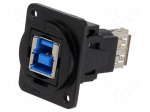 Coupler | USB A socket,USB B socket | FT | USB 3.0 | metal | Thread: M3