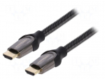 Cable | HDMI plug,both sides | PVC | textile | HDMI 1.4 | 8m | black
