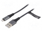 Cable | USB 2.0 | Apple Lightning plug,USB A plug | 0.5m | 480Mbps