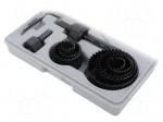 Hole saw set | &Oslash;: 19mm,22mm,28mm,32mm,38mm,44mm | wood,drywall