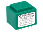 Transformer: encapsulated | 2.5VA | 230VAC | 10.5V | 10.5V | 119mA | PCB