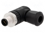 Connector: M12 | plug | PIN: 5 | male | 60V | angled 90&deg; | IP67 | for cable