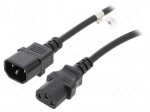 Cable | 3x0.75mm2 | IEC C13 female,IEC C14 male | PVC | 1m | black | 10A