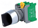 Switch: rotary | 22mm | Stabl.pos: 3 | NO x2 | black | none | 3A/230VAC