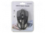 Mouse | black | USB A | laser,wired | DPI change button | 1.8m