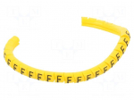 Marker: cable | Marking: F | 1.3&divide;3mm | PVC | yellow | leaded | PA-02 | L: 3mm