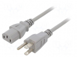 Cable | 3x18AWG | IEC C13 female,NEMA 5-15 (B) plug | PVC | 1.5m