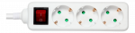 Earthed power strip DELTACO with power switch, 3x CEE 7/3, 1x CEE 7/7, child protected, 1.5m, white / GT-0350