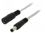 Cable | 2x0.5mm2 | DC 5,5/2,1 plug,DC 5,5/2,1 socket | straight