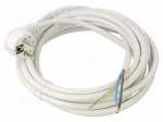 Cable | 3x1.5mm2 | CEE 7/7 (E/F) plug angled,wires | PVC | 5m | white