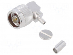 Connector: N | plug | male | angled 90&deg; | 50&Omega; | soldering,crimped | PTFE
