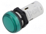 Control lamp | 22mm | Platinum | 230VAC | Kind: flat | green | polyamide