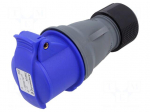 Connector: AC supply 3-phase | plug | female | 16A | 250VAC | IP&S | IP44