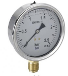 Manometrs ar glicerīnu D100, -1+1,5bar, 1/2", CL1.6, vertikāls Manometrs ar glicerīnu CL1.6, vertikāls