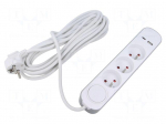 Extension lead | 3x1mm2 | 3m | PVC | white | Sockets no: 5 | 13A