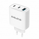 Adapter Evelatus  45W Max Fast Charger EU USB-C1/USB-C1/USB-A - RCE-4501ACCL White