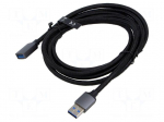 Cable | USB 3.0 | USB A socket,USB A plug | nickel plated | 2m | black