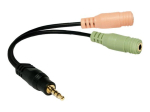 Other Computer Accessory Logilink  Audio jack adapter, 4-pin, 3.5 mm stereo male to 2x 3.5mm female Black, 0.15 m