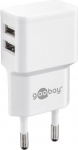 Routers Goobay  Dual USB charger  44952  2.4 A,  2 USB 2.0 female (Type A), White, 12 W