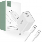 Adapter Tech-Protect  White \\ z kablem USB-C \\ USB-C (female) || USB-C (męski)