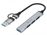 V&auml;lised salvestusseadmed // M&auml;lukaardid ja lugejad // ADAPTER TRACER A-4, USB Type-C do USB-A, 4x USB-A