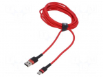 Cable | High Speed,USB 2.0 | USB A plug,USB C plug | 3m | red | 2A