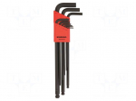 Wrench: hex key-set | spherical | steel | long | 9pcs.