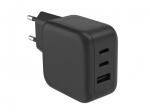 Quick USB charger with GaN Fast Technology - 3 outputs - USB-A & 2 x USB-C - 67W